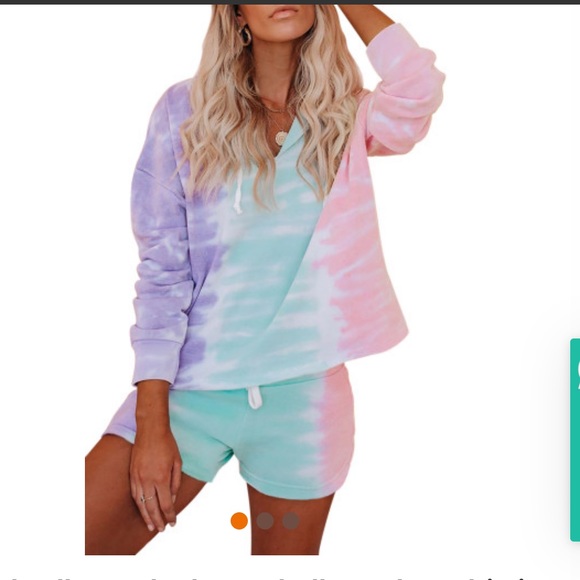 Pants - Tie dye pink purple aqua shorts and hoodie set